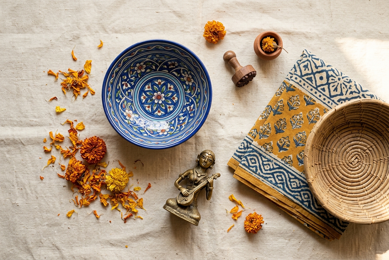 Collection of Indian craft objects